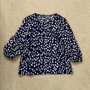 Blue Puff Sleeve Blouse with Boxy Fit